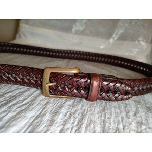 Dockers' Leather Braided Woven Brown Belt Man 42/105 Brass Buckle